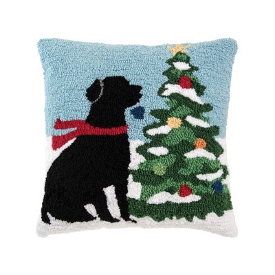 C&F Home 18" x 18" Dog Christmas Tree Hooked Throw Pillow