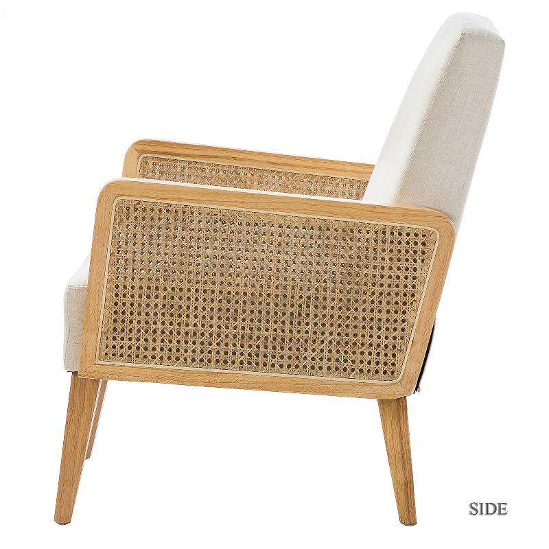 Chloé Cane Accent Chair with Rattan Armrest Upholstered Living Room Arm Chair Set of 2 | Karat Home, 5 of 13