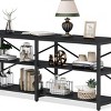 INFURNIC Decorative Bookshelf 70.9" Extra Long Console Table 3 Tier Industrial Storage Shelf Modern Design, Black, 70.87"*11.81"*31.89" - 2 of 4
