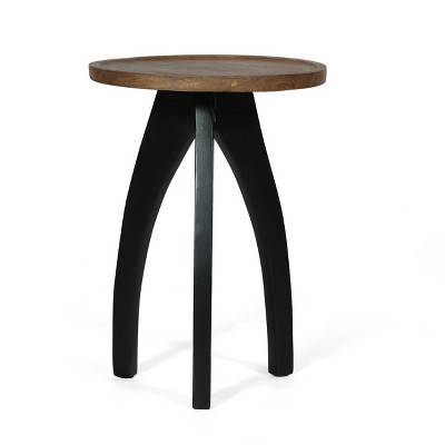 Elwell Modern Industrial Handcrafted Mango Wood Side Table Natural/Black - Christopher Knight Home