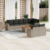 vidaXL 9 Piece Patio Sofa Set with Cushions Gray Poly Rattan - Table + 5x Corner + 3x Middle - 2 of 4