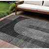 Charcoal Gray And Silver Geometric Washable Indoor Outdoor Area Rug - 2 of 4