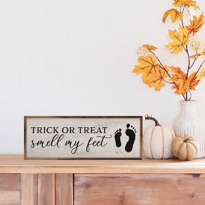 Kendrick Home Trick Or Treat Smell My Feet Wall Art Whitewash - 1 of 4