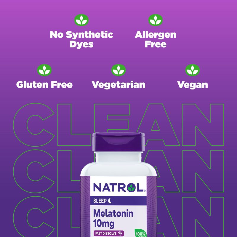 Natrol Melatonin 10mg Maximum Strength Fast Dissolve Sleep Aid Tablets - Strawberry - 100ct, 6 of 12