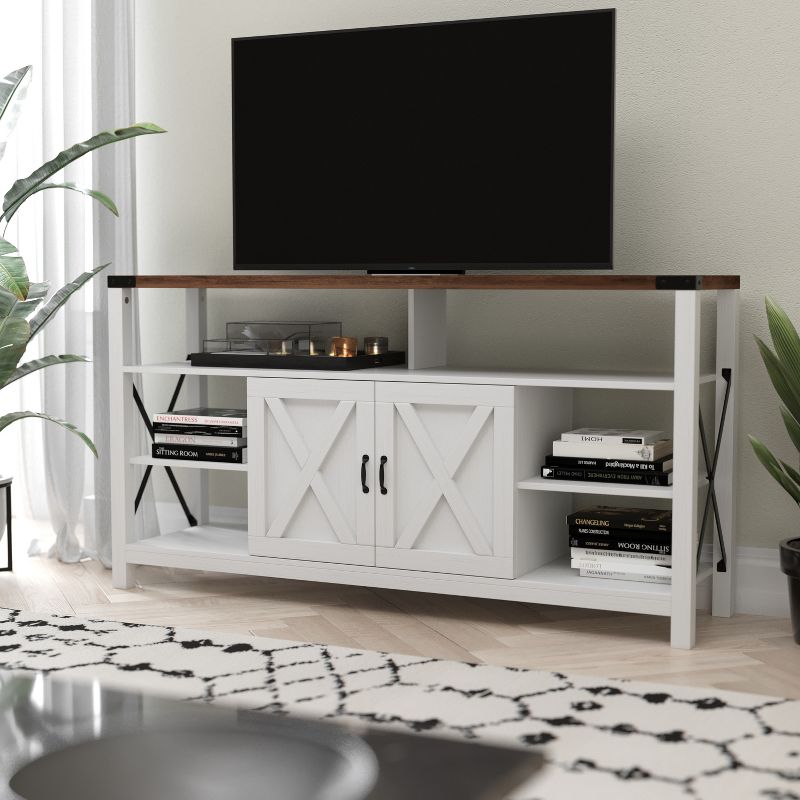 Flash Furniture Wyatt 60" Modern Farmhouse Tall TV Console Cabinet with Storage Cabinets and Shelves for TV's up to 60", 3 of 14