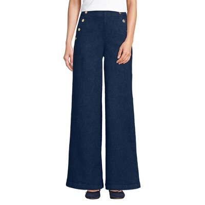 Lands' End Women's Soft Denim High Rise Mariner Panel Extra Wide Leg Pants