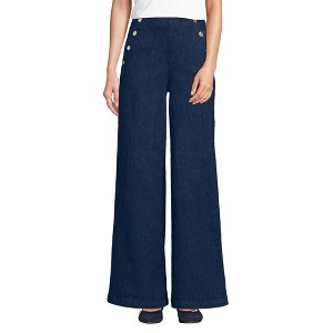 Lands' End Women's Soft Denim High Rise Mariner Panel Extra Wide Leg Pants - 1 of 3