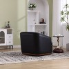 CAVINAS Swivel Fabric Accent Chair with 360 Degree Rotation, Upholstered Barrel Armchair with Metal Base and Removable Back Pillow - 3 of 4