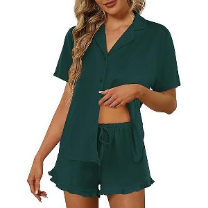 Ekouaer Pajamas Set for Women Short Sleeve Sleepwear Button Down Pjs ...