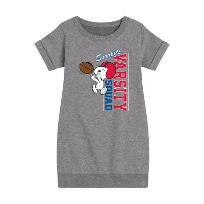 - Peanuts - Snoopy Varsity Squad Graphic Short Sleeve Fleece Dress