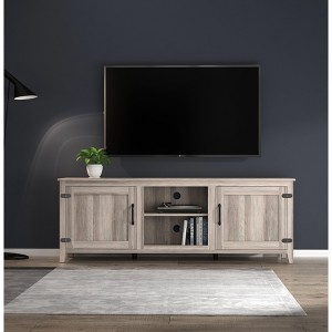VYNXARIA TV Stand Storage Media Console Entertainment Center With Two Doors, Grey Walnut; with fireplace - 1 of 4