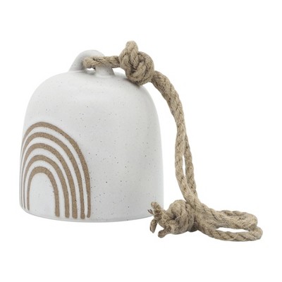 4" White and Beige Ceramic Rainbow Hanging Bell