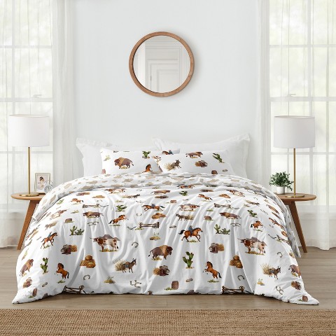 Sweet Jojo Designs Boy Full/Queen Comforter Bedding Set Country Western Taupe Brown and Cream 3pc