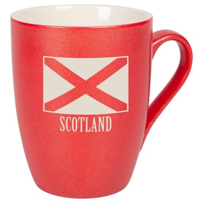 Elanze Designs Scotland Scottish Flag 10 Ounce Ceramic Laser-Etched Engraved Drinkware Mug, Metallic Crimson Red