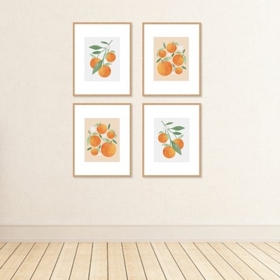 Little Clementine Orange Citrus Linen Paper Wall Art Set