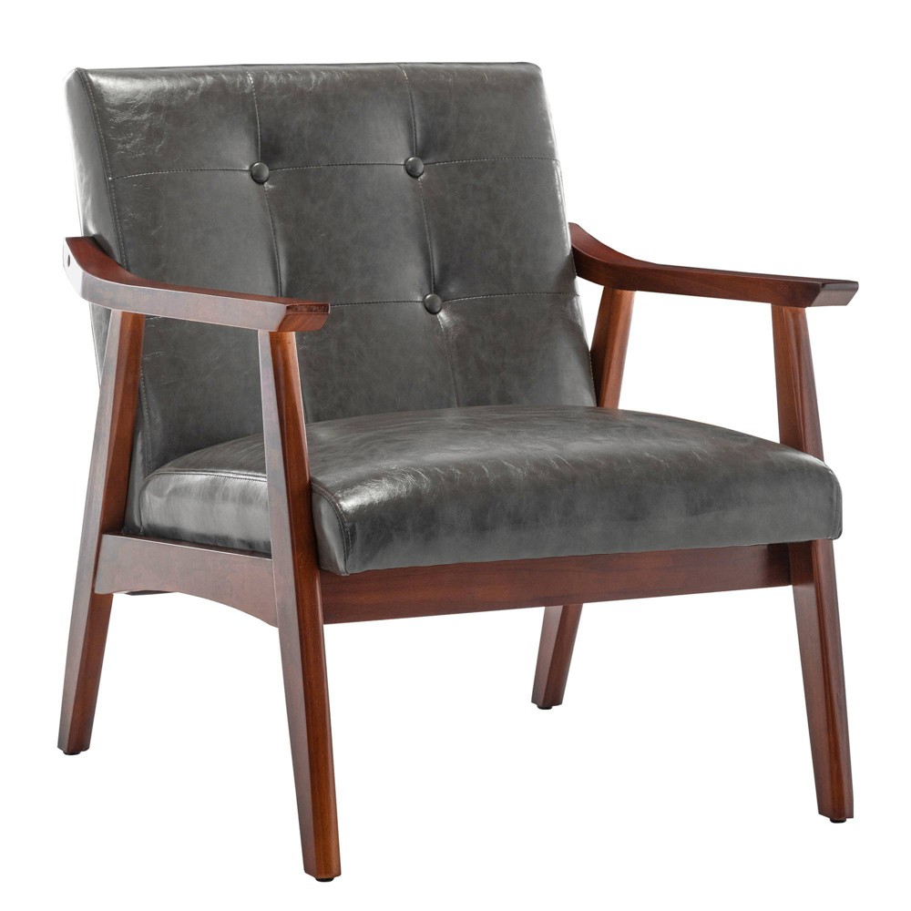 Photos - Chair Breighton Home Take a Seat Natalie Accent  Dark Gray Faux Leather/Esp