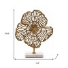 HomeRoots 18" Antiqued Gold And White Aluminum And Marble Flowers Abstract Tabletop Sculpture - 3 of 4