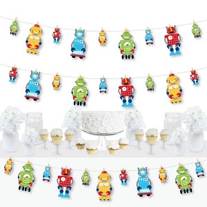 Big Dot of Happiness Gear Up Robots - Birthday Party or Baby Shower DIY Decorations - Clothespin Garland Banner - 44 Pieces - 1 of 4