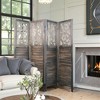 MAYEERTY Freestanding Room Dividers, 6FT Carved Wood Folding Privacy Screens, Rustic Brown - 2 of 4