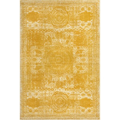 Handmade Rectangular Yellow Synthetic Easy Care Rug, 6' x 9'