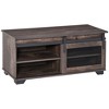 HOMCOM Farmhouse Coffee Table with Sliding Mesh Barn Door, Storage Cabinet, and Adjustable Shelves for Living Room, Dark Brown - 4 of 4