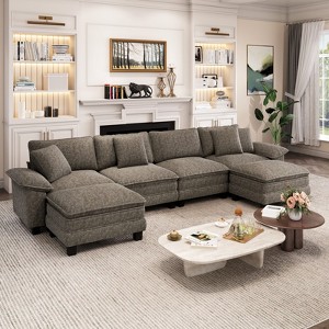 Captiva Designs 157.5-Inch Cloud Modular 6PC U-Shaped Sectional Sofa, Oversized Couch with Ottomans, Deep Seats - 1 of 4