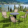 Costway Set of 2 Patio Dining Chairs Stackable with Armrests Garden Deck Brown - 2 of 4