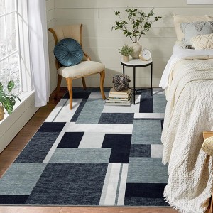 Entryway Rug Runner Rug Washable Kitchen Rug Modern Block Pattern Rugs for Bedroom Indoor Outdoor Rugs - 1 of 4