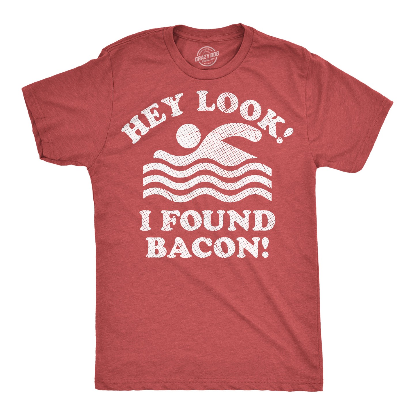 Мужская футболка Crazy Dog T-Shirts, Inc. Hey Look I Found Bacon Funny T Shirts Sarcastic Food Graphic Novelty Tee for Men - Crazy Dog T Shirt For Foodies Red, цвет: Красный — фото 1