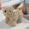 REGALWOVEN Cute Cartoon Dog Shape Soft Absorbent Chenille Hand Towel with Hanging Loop 8" x 10" 1 Pc - 2 of 4