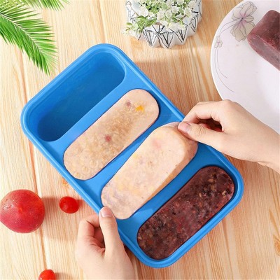 Silicone Freezer Tray Soup,4 Cubes Food Freezing Container Molds, With Lid Frozen Packaging Box