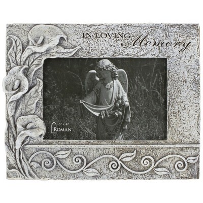 Roman 4.25" Gray "In Loving Memory" Memorial Floral Picture Frame