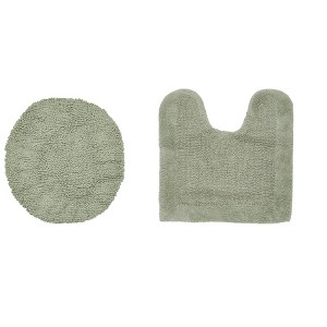 Edge Bath Rug 100% Premium Cotton Ultra-soft Water Absorbent Tufted Solid Reversible 2 Piece Bathroom Rug Set For Machine Washable Bathmat - 1 of 4
