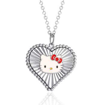 Hello Kitty Womens Enamel Hello Kitty And Sliding Pave Initial Necklace -  Letter C : Target