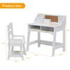Kids Desk and Chair Set, Study Desk for Boys and Girl, Wooden Kids Writing Table with Cloth Drawers and Pen Holder - 3 of 4
