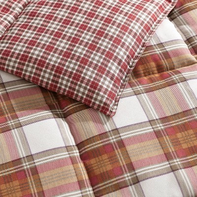 Full Red Plaid Reversible Down Alternative Comforter Set