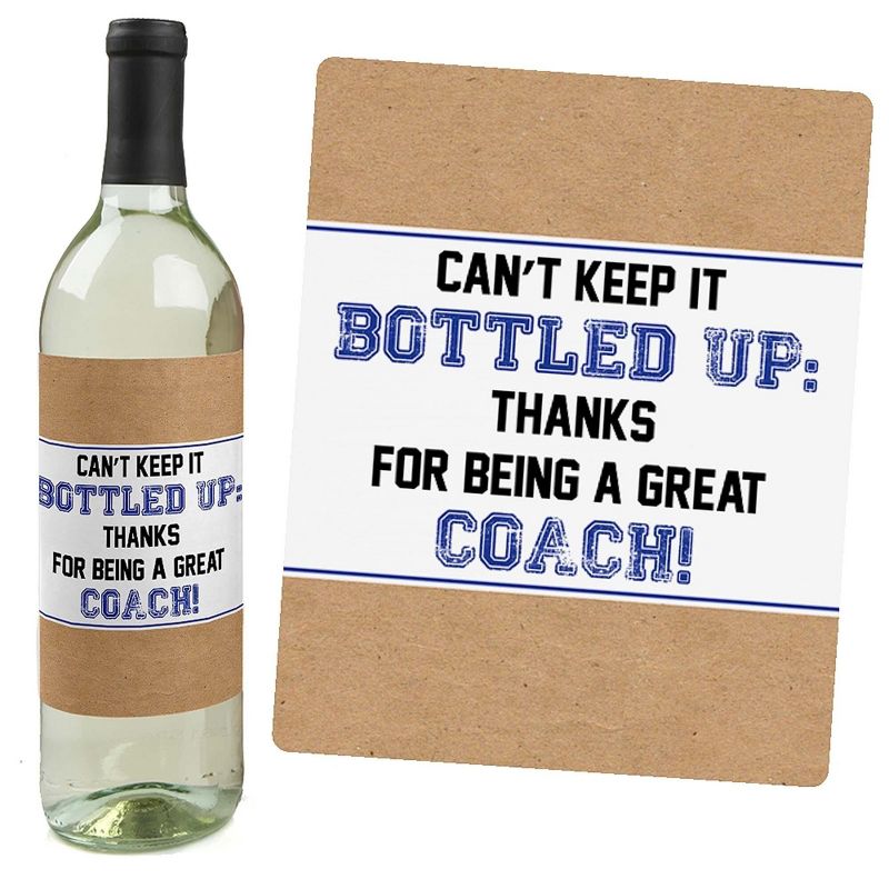 Big Dot of Happiness Coach Appreciation Gift - First Day of School or Christmas Gifts for Women and Men - Wine Bottle Label Stickers - Set of 4, 2 of 9
