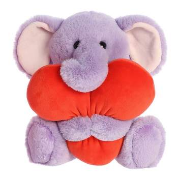 Aurora Medium Heart Huggers Adora Elephant Valentine Heartwarming Stuffed Animal Purple 10"