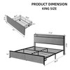 Homhougo King Size Bed Frame with 2 Storage Drawers, Lined Fabric Upholstered Headboard with Charging Station Gray - 2 of 4