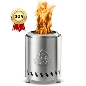 Kismile Tabletop Fire Pit Smokeless Outdoor Mini Fire Compact & Portable Dual Fuel with Portable Bag, 304 Stainless Steel - 1 of 4