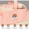 Folkulture Baby Diaper Caddy, Cotton Diaper Bag for Kids, Stylish Comfort Spacious Travel Essential Cart, Car Organizer for Diapers (Powder Pink -15") - 3 of 4