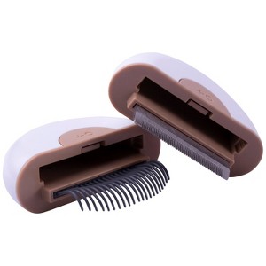 Pet Life LYNX 2-in-1 Travel Connecting Grooming Pet Comb and Deshedder, LG, Brown - 1 of 1