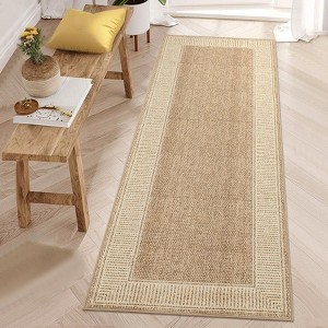 Modern Bordered Living Room Rug Ultra Soft Low Pile Rugs - 1 of 4