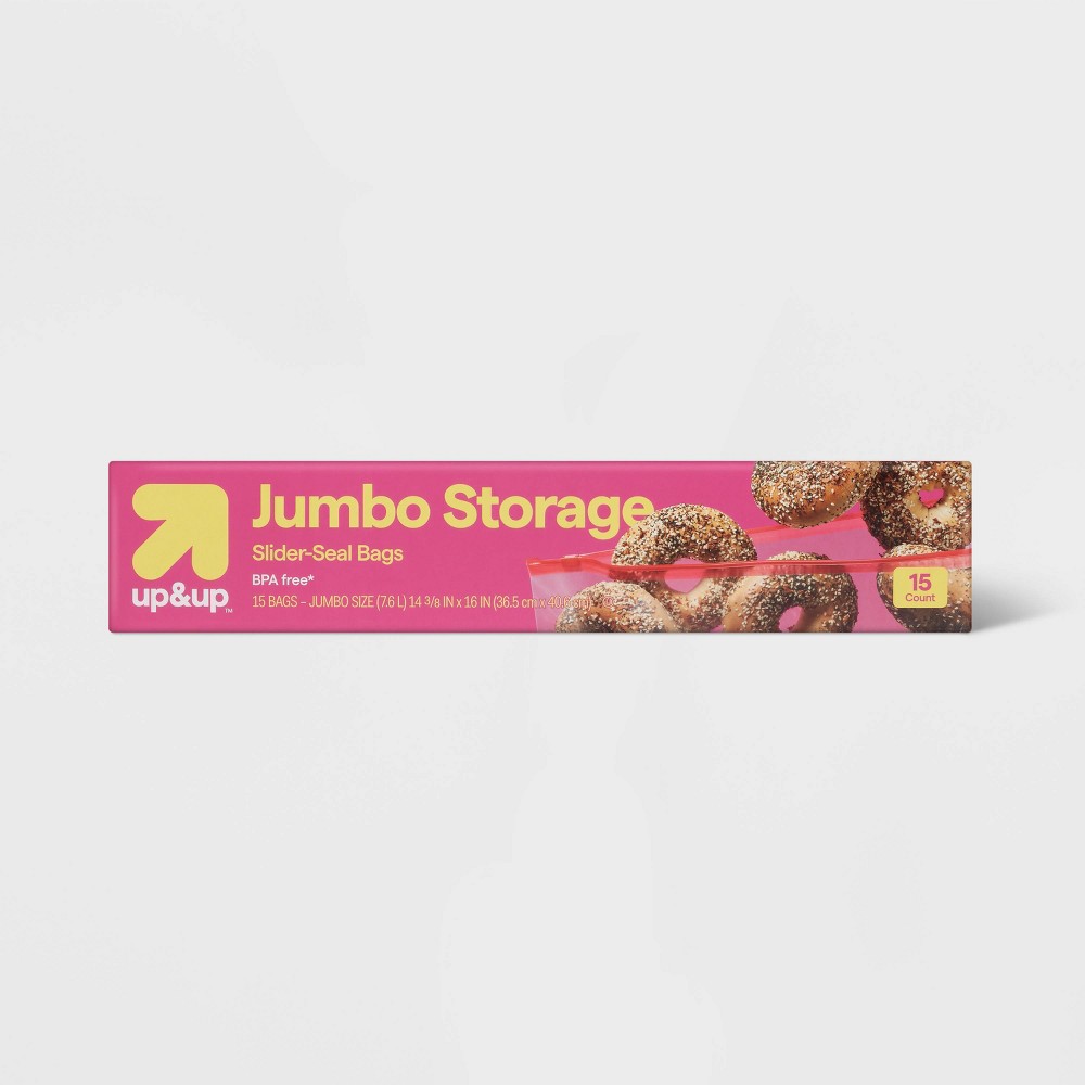 Jumbo 2.5 Gallon Slider Storage Bag - 15ct - up&up™12 pack 