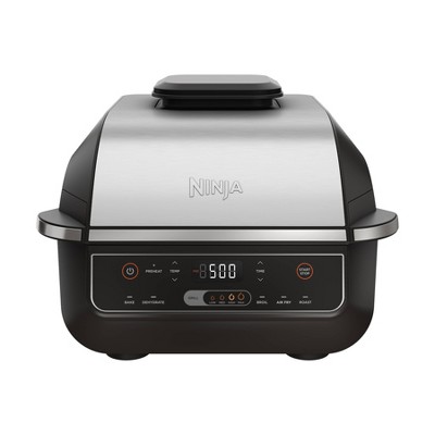 Ninja Foodi 6-in-1 Nonstick Indoor Grill EG201: Smokeless, Cool Touch, Digital Display, Dishwasher-Safe, Recipes Included