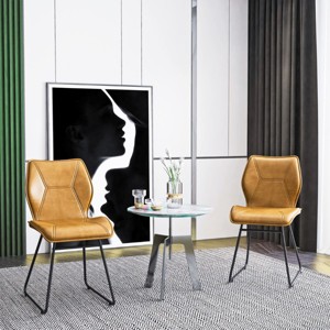 KTMBDW Modern Dining Chairs Set of 2, Upholstered Faux Leather Cushion Seat and Sturdy Metal Legs - 1 of 4