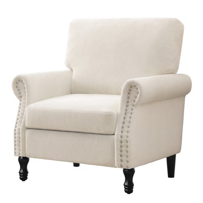 Beautyolove Dark Teal Chenille Upholstered Wood Frame Accent Chair Armchair with Turned Legs and Tufted Rolled Armrests