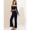 Allegra K Women's Velvet Tie Waist Stretchy Wide Leg Pants with Pockets - 4 of 4