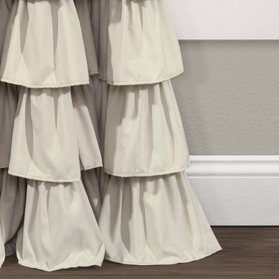 Neutral Polyester Ruffled Light-Filtering Rod Pocket Curtains, 84" x 40"