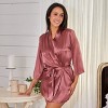 ADR Women's Satin Robe, Short Satin Wrap Robe, Silk like Loungewear - image 2 of 4